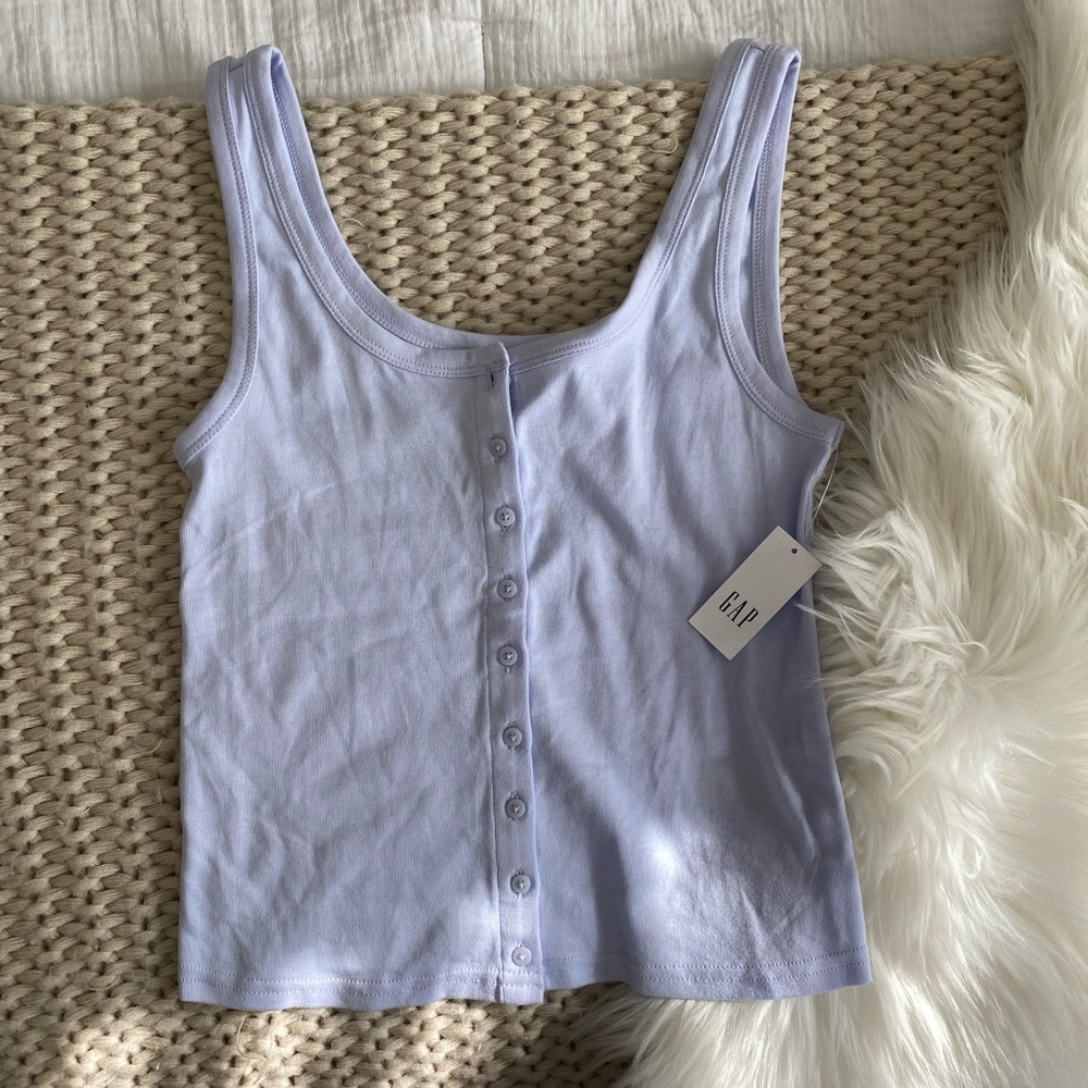 Purple Gap Button Tank Top